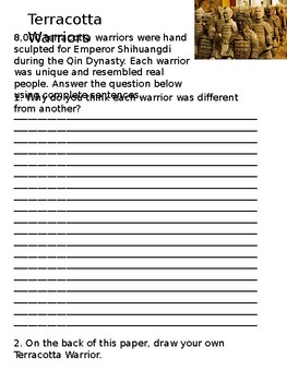 Preview of Terracotta Army Worksheet