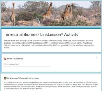 Preview of Terrestrial Biomes LinkLesson® - Online Blended Distance Remote Learning