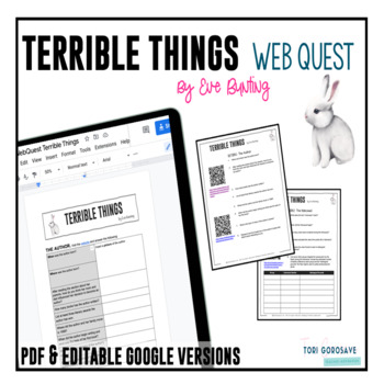 Preview of Terrible Things by Eve Bunting PREREADING WebQuest - DIGITAL & PRINT
