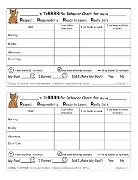 Preview of Terrific Daily Behavior Plan - Editable