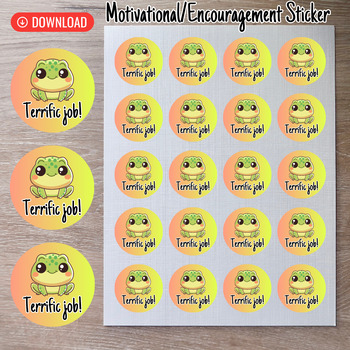 Preview of Terrific Job-Digital Printable Motivational Sticker for Students Montessori