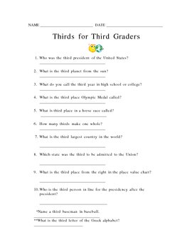 Preview of Terrific Thirds for Third Graders