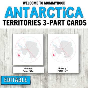 Preview of Territories in Antarctica Maps and Montessori 3-Part Cards