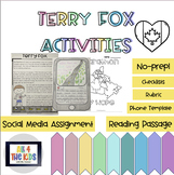 Terry Fox Activities - Reading Comprehension, Social Media