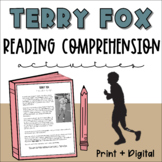 Terry Fox Activities | Reading Comprehension for Middle Sc