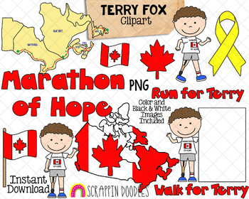 Preview of Terry Fox ClipArt - Marathon of Hope -  Canadian Cancer Research Activist