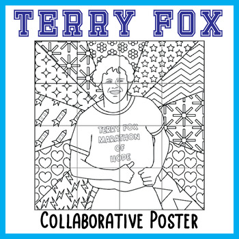 Preview of Terry Fox Day Collaborative Poster Art Coloring pages Activity | Dear Terry