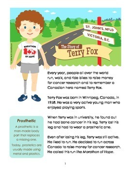  Terry  Fox  Biography and Comprehension by LittleRed TpT