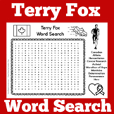 Terry Fox Worksheet Word Search Activity | 1st 2nd 3rd 4th