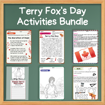 Preview of Terry Fox's Day Activities Bundle - Text Comprehension, Poem, Word Search,...