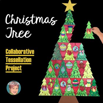 Preview of Tessellation Christmas Tree | Collaborative Christmas Activity and Class Craft!