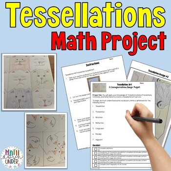 Preview of Tessellation Math Project for Middle School - Transformations Math + Art!