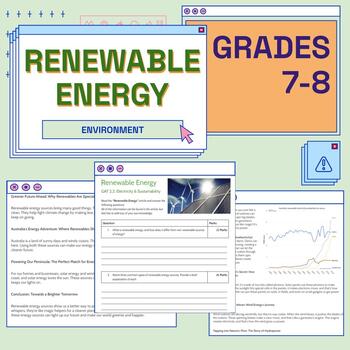 Preview of Renewable Energy - Reading Comprehension Task