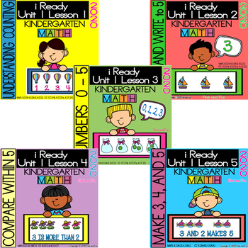Preview of IREADY Math Complete Unit 1 Bundle Kindergarten Counting, Writing and Comparing