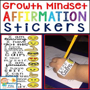 Growth Mindset Affirmation Stickers by Mental Fills Counseling Tools