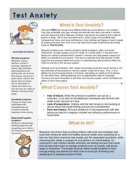 Preview of Test Anxiety Parent Handout