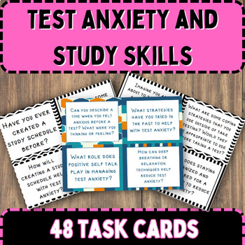Preview of Test Anxiety and Study Skill Task Cards for Middle and High School Students