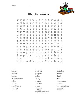 Preview of Test Anxiety word search