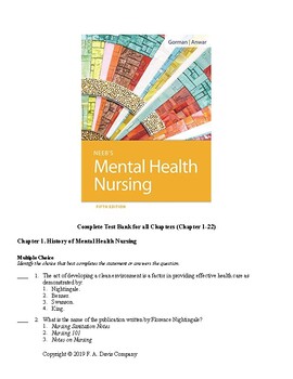 Preview of Test Bank For Neeb's Mental Health Nursing 5th Edition by Linda M. Gorman, Robyn
