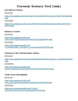 Preview of Test Bundle for Forensic Science for Entire Year- 15 unit tests via Google Forms