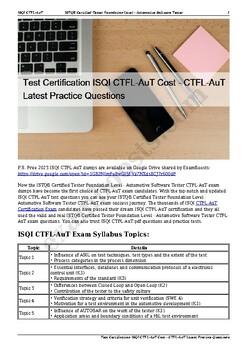 Test Certification ISQI CTFL AuT Cost CTFL AuT Latest Practice Questions