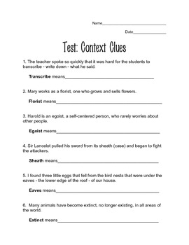 Preview of Test: Context Clues
