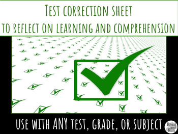 Preview of Test Correction Sheet to Reflect on Learning and Comprehension