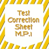 Test Correction Sheet - Common Core Math - MP1