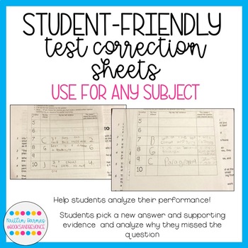 Preview of Test Correction Sheets: Help Students Correct and Analyze Their Mistakes!