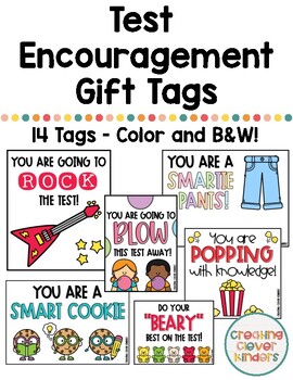 Preview of Test Encouragement Gift Tags (State Testing Encouragement) in Color and B&W
