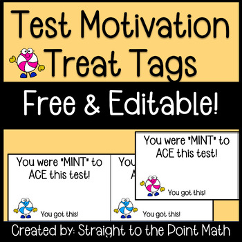 Preview of Test Motivation Treat Tags Mints FREEBIE!