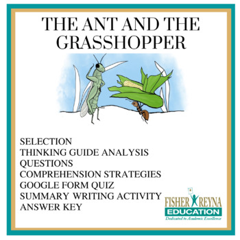 Preview of Test Passage & activites: Fable, The Ant and the Grasshopper Distance Learning
