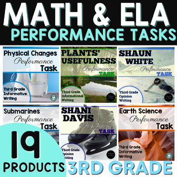 Preview of Test Prep 3rd Grade SBAC Performance Task MEGA Bundle ELA and Math