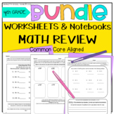 4th Grade Math Spiral Review Worksheets Bundle with Notebo