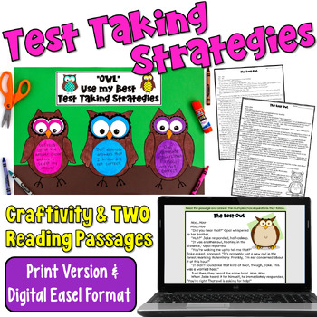 Preview of Test Prep Activities: Two Reading Passages and Test Taking Strategies Craftivity