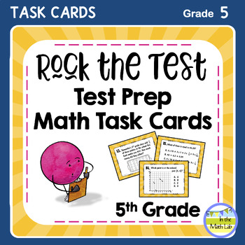 Preview of Test Prep End of Year Math Task Cards 5th Grade