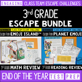 Test Prep Escape Room for 3rd Grade Bundle: Reading & Math Challenges