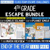 Test Prep Escape Room for 4th Grade Bundle: Reading & Math Challenges