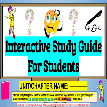 Preview of Test Prep Interactive Study Guide Digital Template for ELA Math History Science