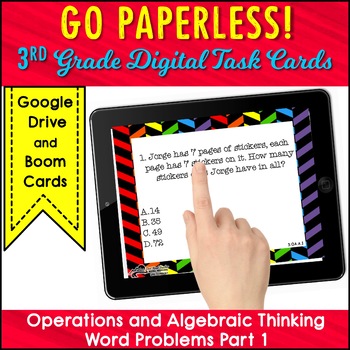 Preview of Test Prep Task Cards Google Classroom™ 3rd GRADE Operations & Algebraic Thinking