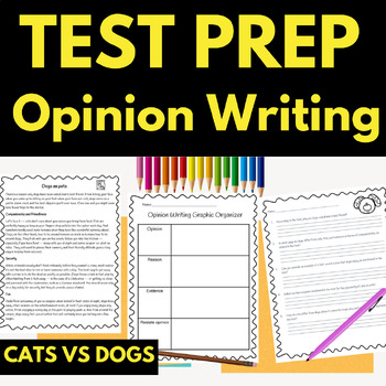 Preview of Test Prep Opinion Writing Reading passages with a writing prompt 3rd grade