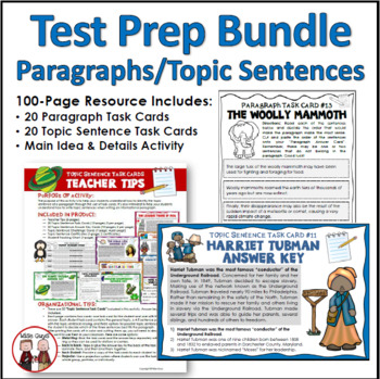 Preview of Test Prep Paragraph Structure Topic Sentences and Main Idea and Details