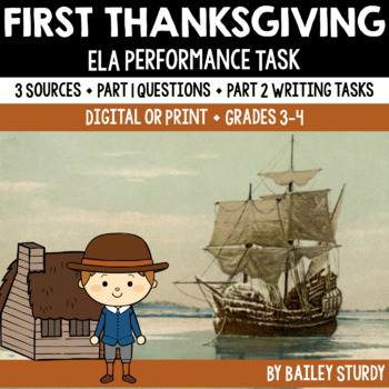 Preview of Test Prep Reading ELA Performance Task First Thanksgiving Pilgrims Mayflower