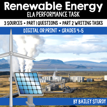 Preview of Test Prep Reading and Writing ELA Performance Task Renewable Energy