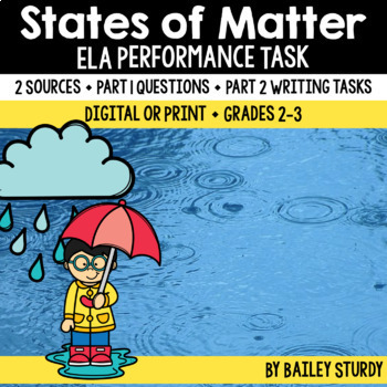 Preview of Test Prep Reading and Writing ELA Performance Task States of Matter