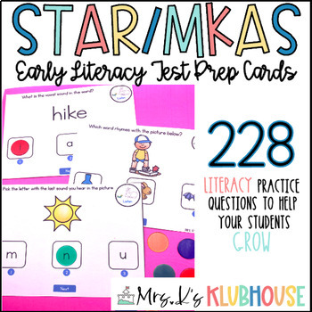 Preview of Test Prep STAR for Early Literacy and MKAS - 228 Literacy Practice Cards 