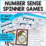 Math Test Prep Spinner Games Whole Number Decimal Fraction