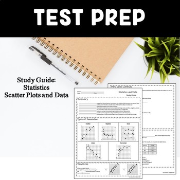 Preview of Test Prep Study Guide: Scatter Plots and Data