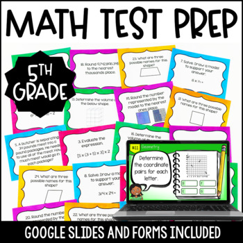 Preview of 5th Grade Math Test Prep w/ Digital Math Google Slides™ and Forms™