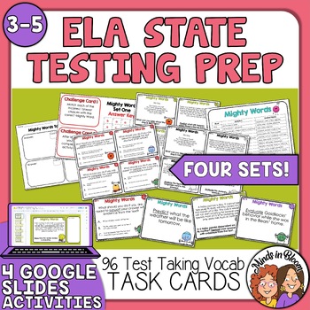 Preview of ELA Test Prep Task Cards for Reading - Vocabulary Test Taking Skills 3rd 4th 5th